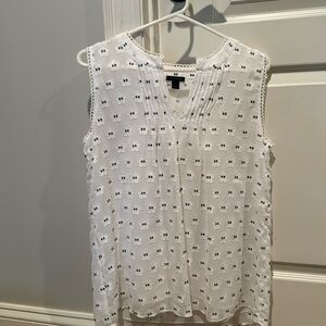 Ann Taylor White Sleeveless Blouse